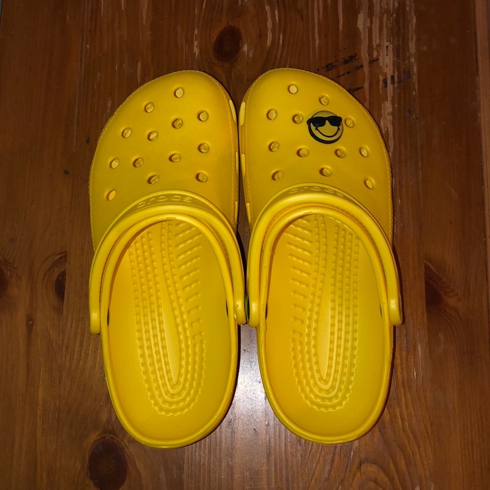 Yellow Crocs With Smiley Face Jibbitz